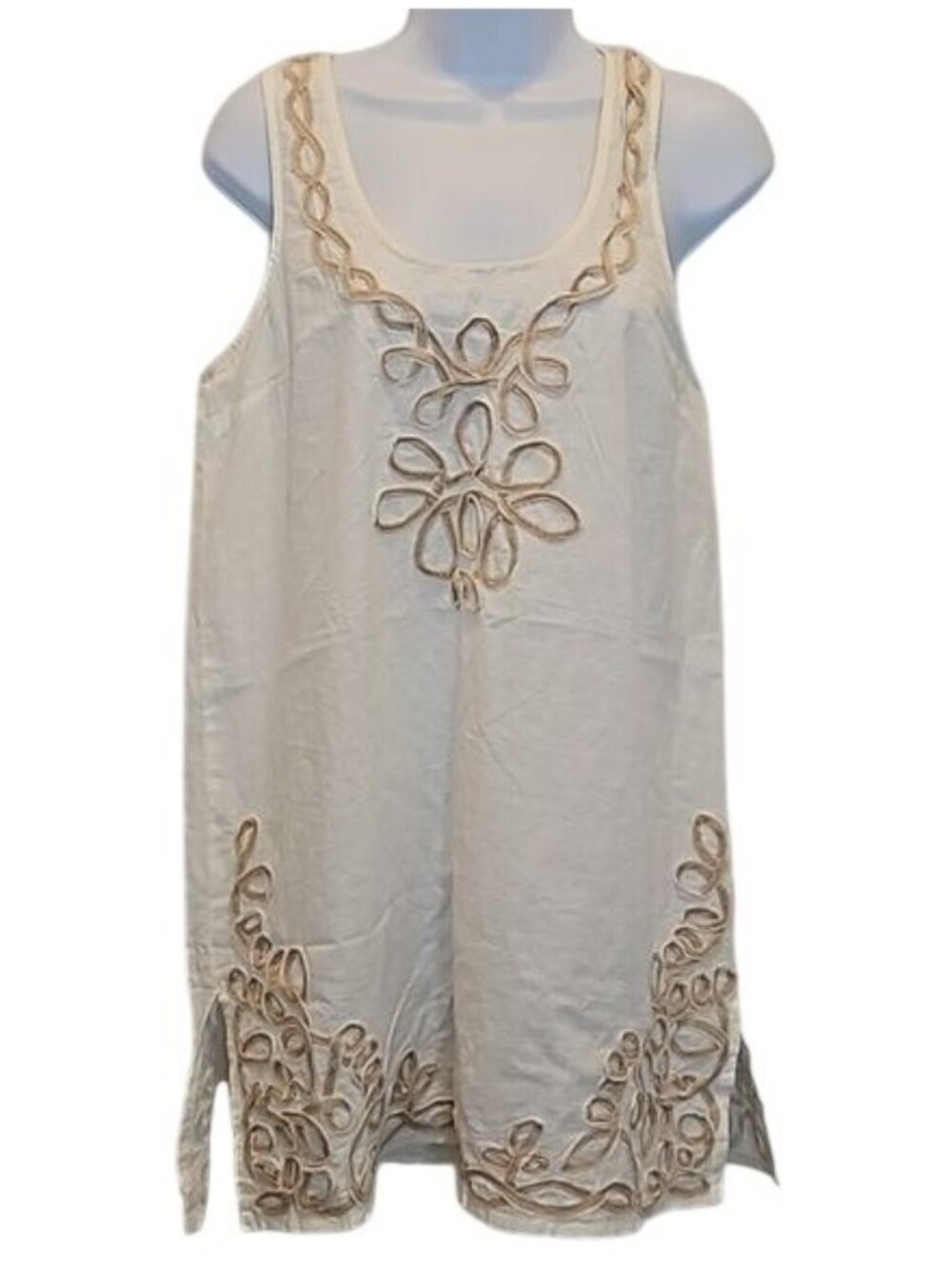 Mudpie Jessa Swim Cover-Up Dress Soutache Trim Small Embroidered Women's